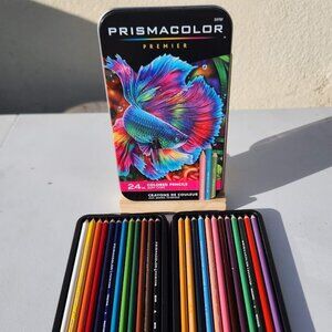 NEW Prismacolor Premier Colored Pencils Soft Core 24 Pack Art Supplies in a Tin